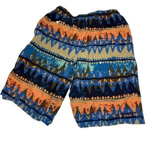 Patagonia Mens Swimsuit Trunks Large 8 Inch Inseam- Colorful Blue/orange Print